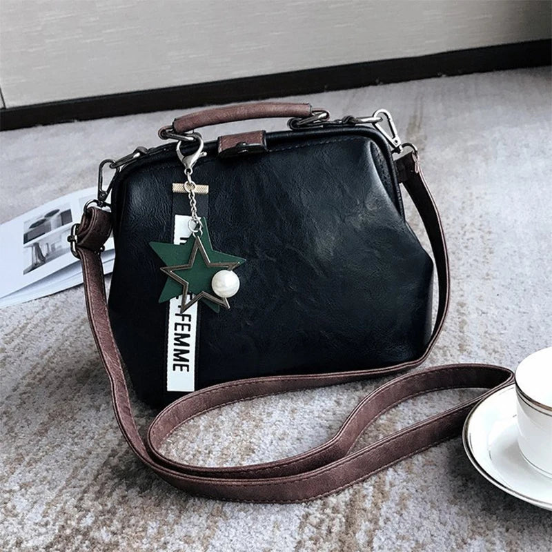 Vintage Small PU Leather Crossbody Bags for Women Pendant Shoulder Handbag