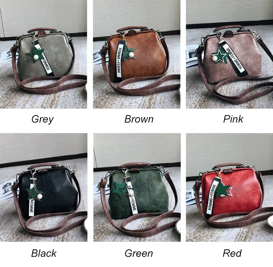 Vintage Small PU Leather Crossbody Bags for Women Pendant Shoulder Handbag