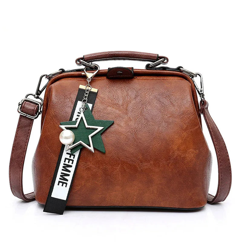Vintage Small PU Leather Crossbody Bags for Women Pendant Shoulder Handbag