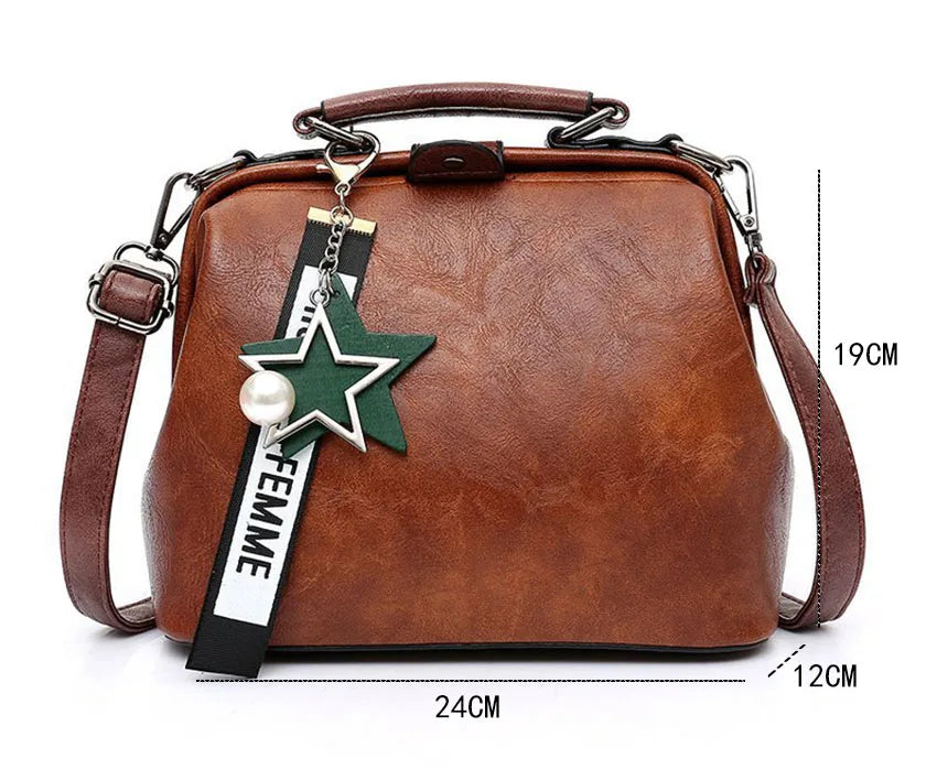 Vintage Small PU Leather Crossbody Bags for Women Pendant Shoulder Handbag