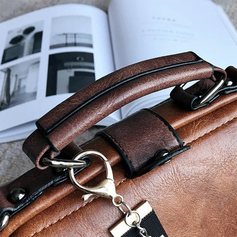 Vintage Small Leather Crossbody Bag for Women with Pendant