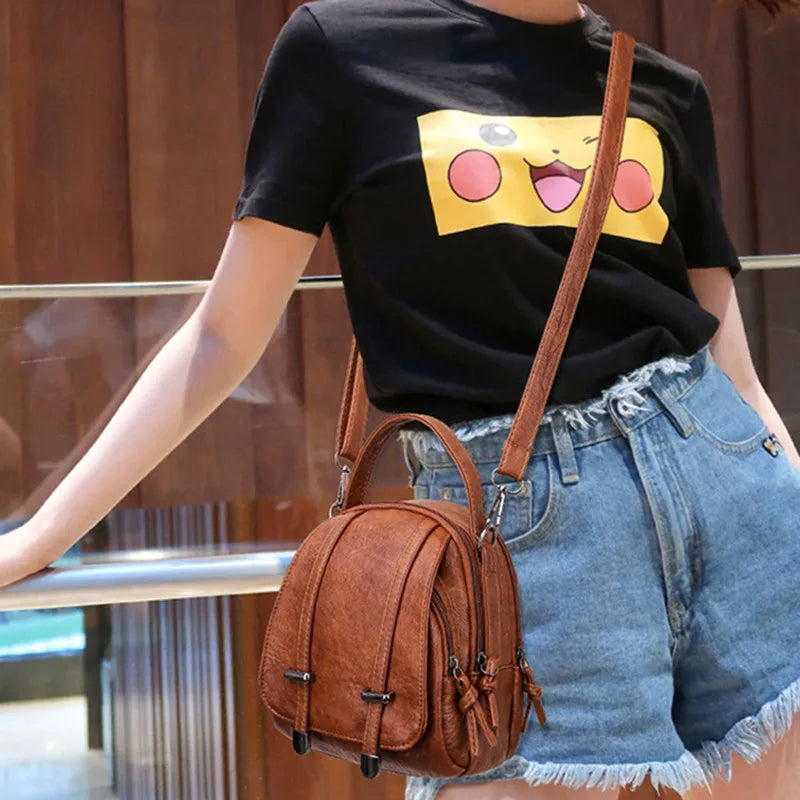 Vintage Women's Small Shoulder Bag Soft PU Leather Crossbody Bag