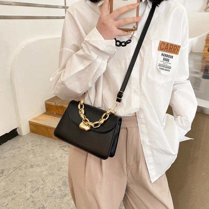 Vintage Small Messenger Bag Chain Tote Purses for Women