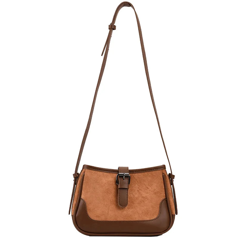 Vintage Small Nubuck Leather Shoulder Bag for Women