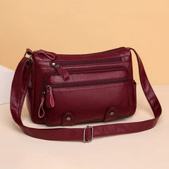 Vintage Soft Leather Bag Woman Large Capacity Shoulder Bag Women Crossbody Purse