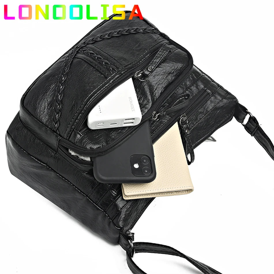 Vintage Soft Leather Purses and Handbags Women's Crossbody Shoulder Bags