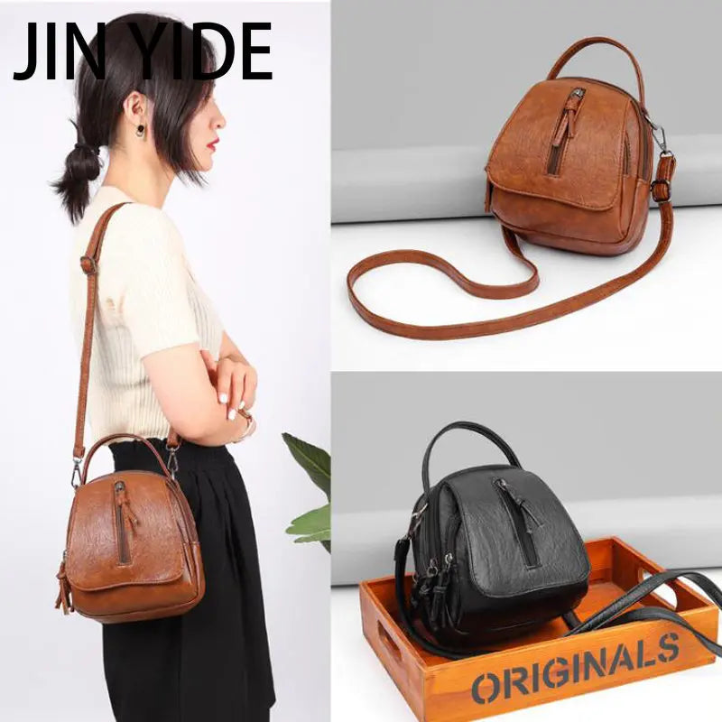 Vintage Soft Leather Shoulder Bags for Women Large Capacity Handbag