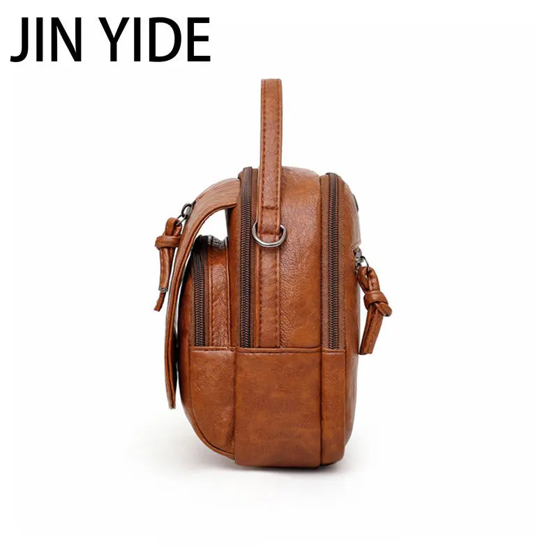 Vintage Soft Leather Shoulder Bags for Women Large Capacity Handbag