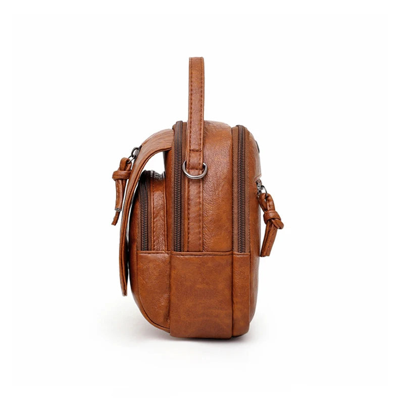Vintage Soft Leather Shoulder Bags for Women Large Capacity Female Handbag