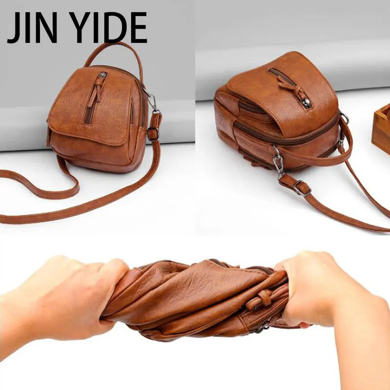 Vintage Soft Leather Shoulder Bags for Women Large Capacity Handbag