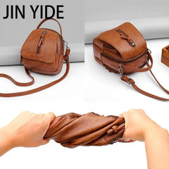 Vintage Soft Leather Shoulder Bags for Women Large Capacity Handbag