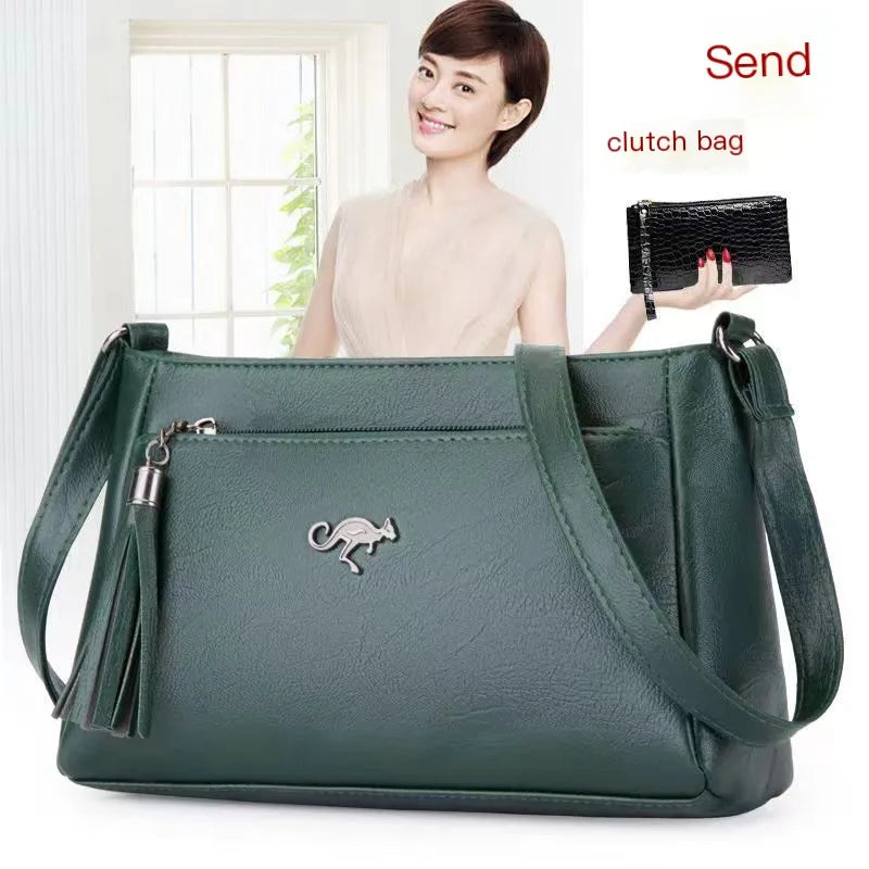 Vintage Soft Leather Women Shoulder Bags Handbags Commuter Bag