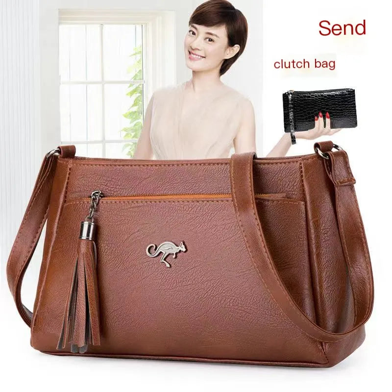 Vintage Soft Leather Women Shoulder Bags Handbags Commuter Bag