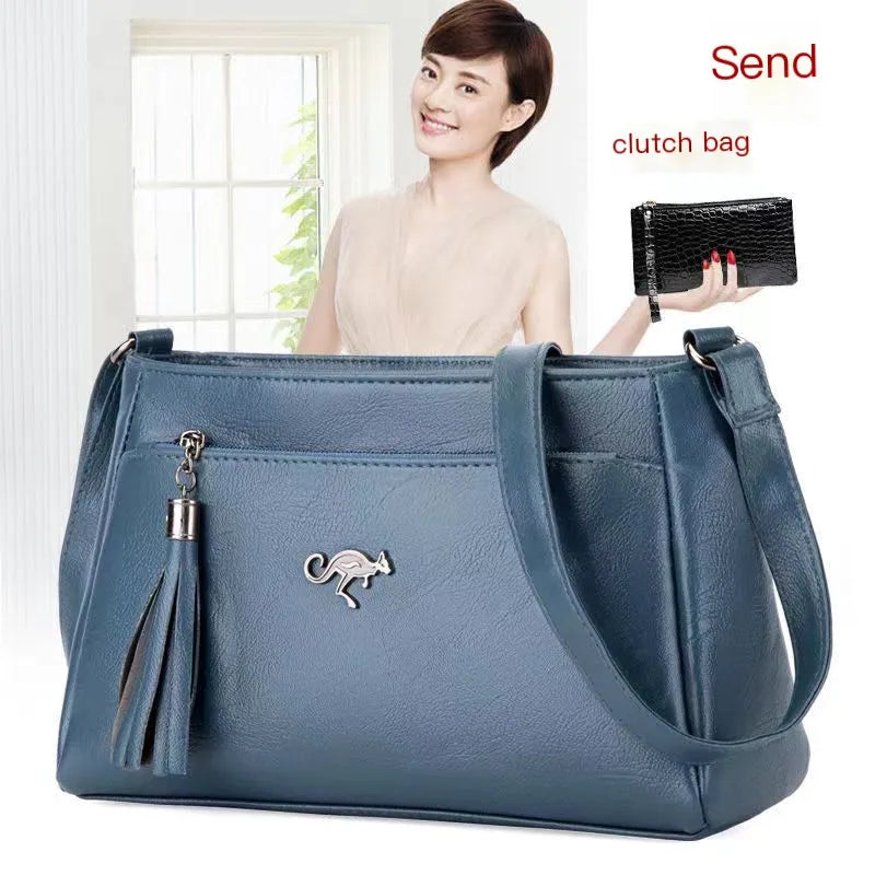 Vintage Soft Leather Women Shoulder Bags Handbags Commuter Bag