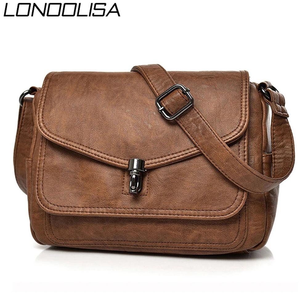 Vintage Leather Women Shoulder Bags Small Crossbody