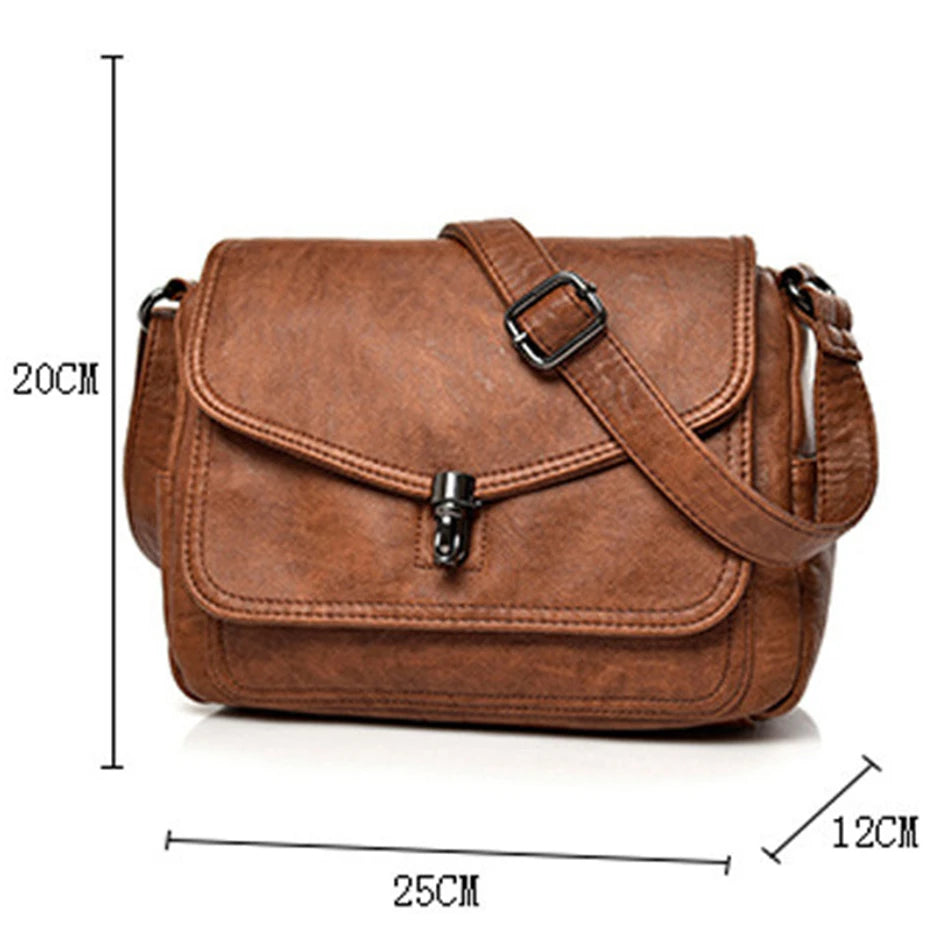 Vintage Leather Women Shoulder Bags Small Crossbody