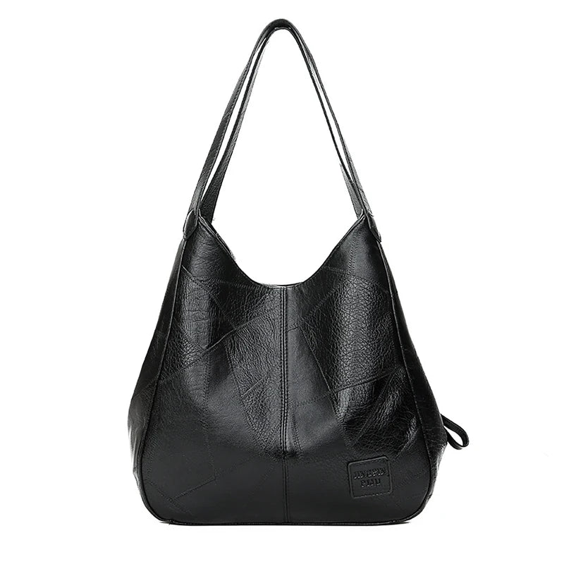 Vintage PU Leather Shoulder Bag for Women Large Capacity Tote Bag
