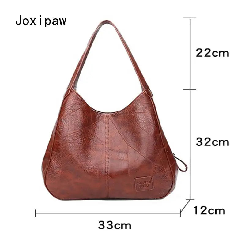Vintage PU Leather Shoulder Bag for Women Large Capacity Tote Bag