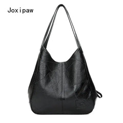 Vintage PU Leather Shoulder Bag for Women Large Capacity Tote Bag