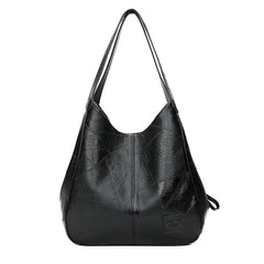 Vintage PU Leather Shoulder Bag for Women Large Capacity Tote Bag