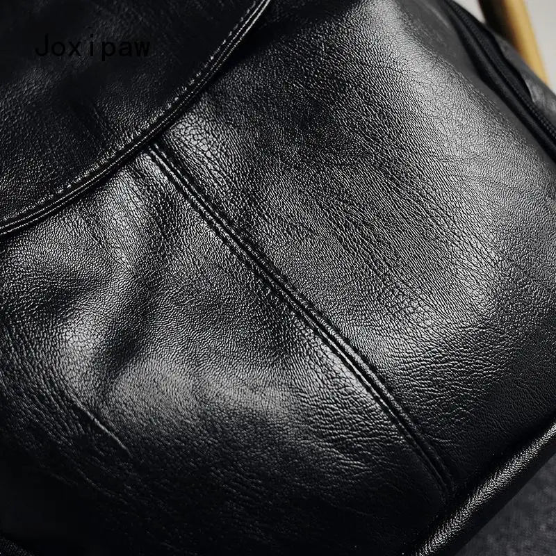 Vintage Soft PU Leather Backpack for Women Large Capacity School Backpack