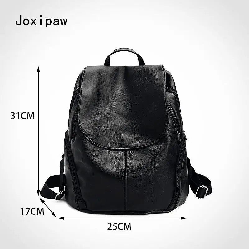 Vintage Soft PU Leather Backpack for Women Large Capacity School Backpack