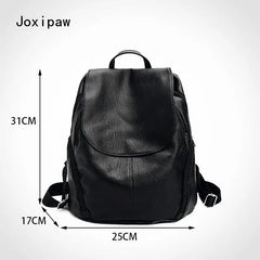 Vintage Soft PU Leather Backpack for Women Large Capacity School Backpack