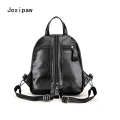 Vintage Soft Pu Leather Backpack for Women Large Capacity School Bag