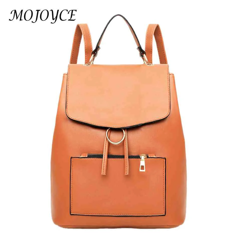 Vintage Solid PU Leather Backpacks for Women