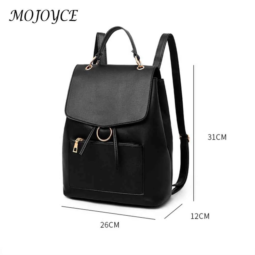Vintage Solid PU Leather Backpacks for Women