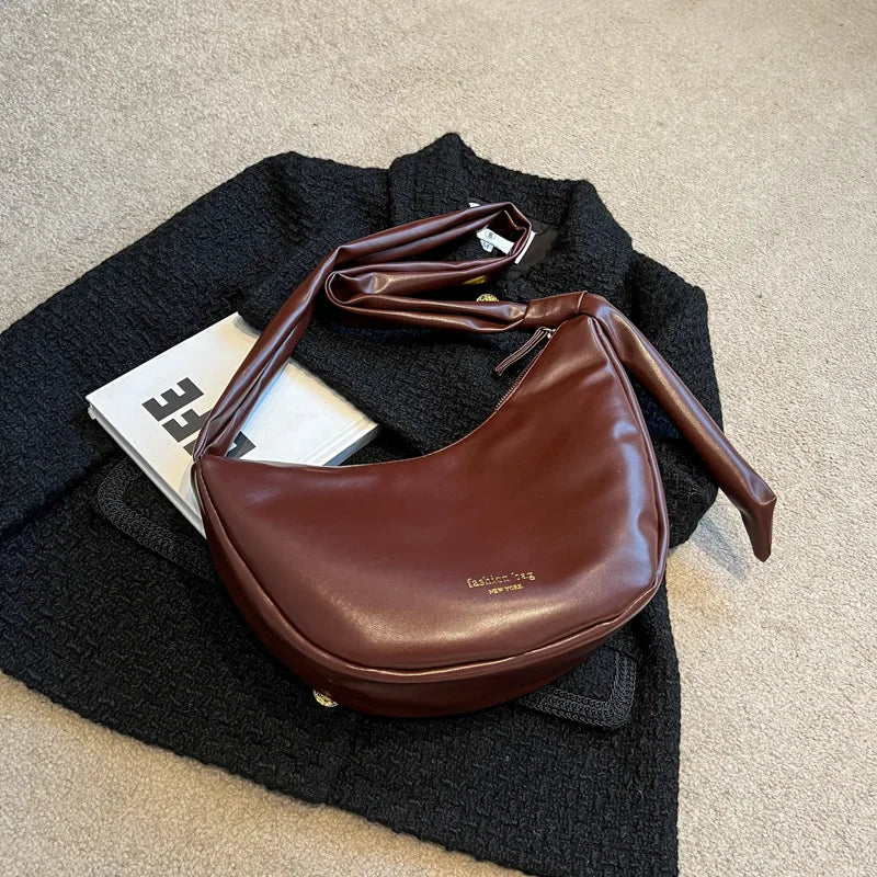 Vintage Leather Crossbody Bag for Women Shoulder Handbag Lady Purse