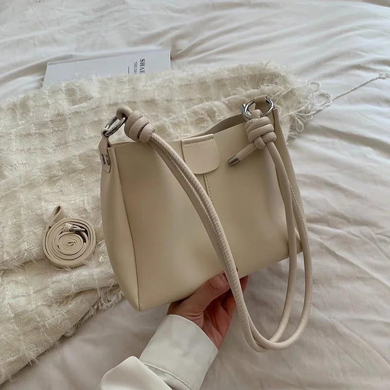 Vintage Soft PU Leather Shoulder Bag Stylish Bucket Crossbody Bag