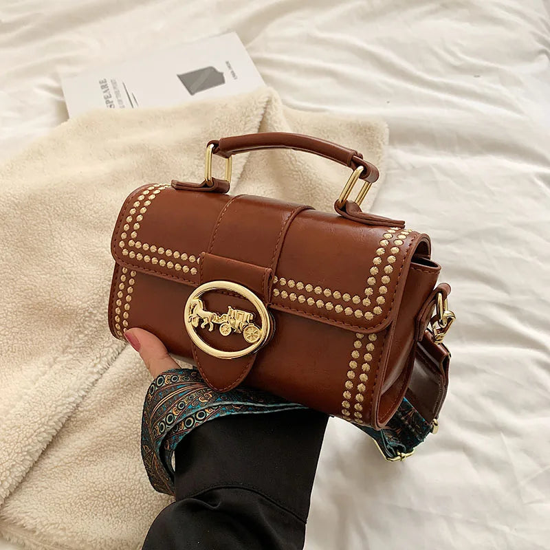 Vintage Square Crossbody Bags Women All-match Handbag Shoulder Bag