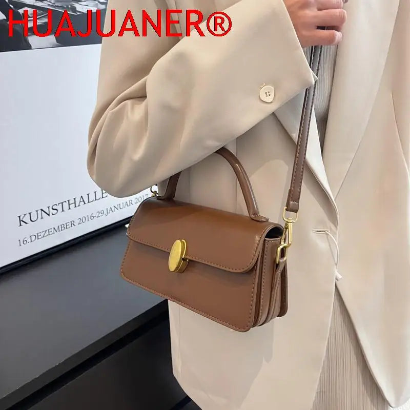 Vintage Square Shoulder Bags for Women Small Flap Messenger Handbag