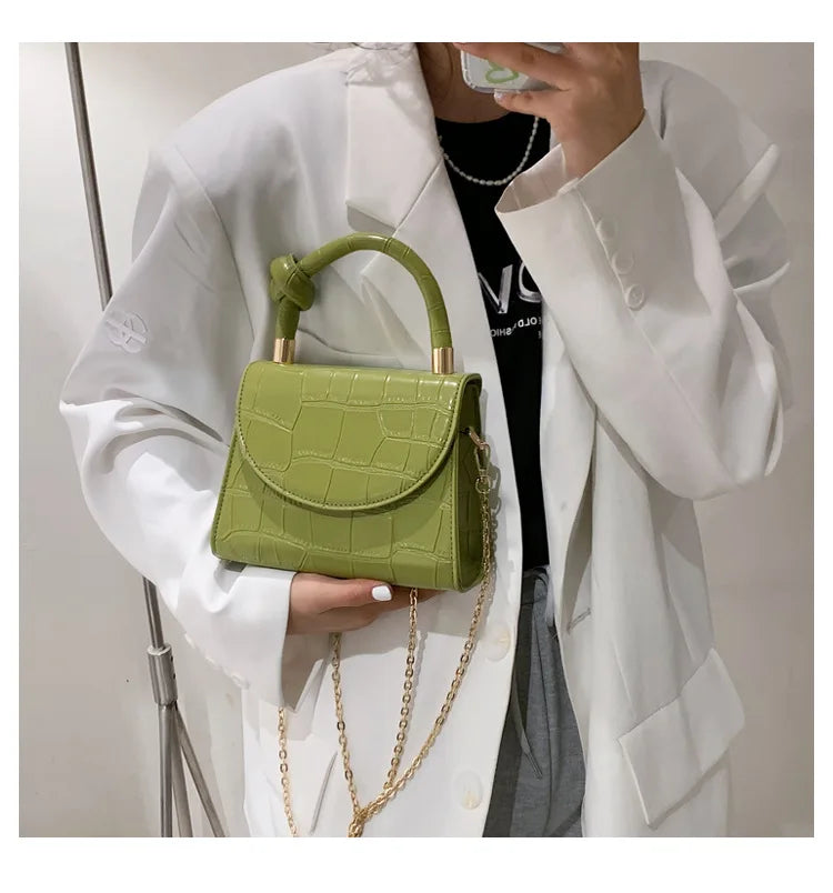 Vintage Stone Patent Crossbody Bag Women Handbag PU Leather Ladies Evening Pouch