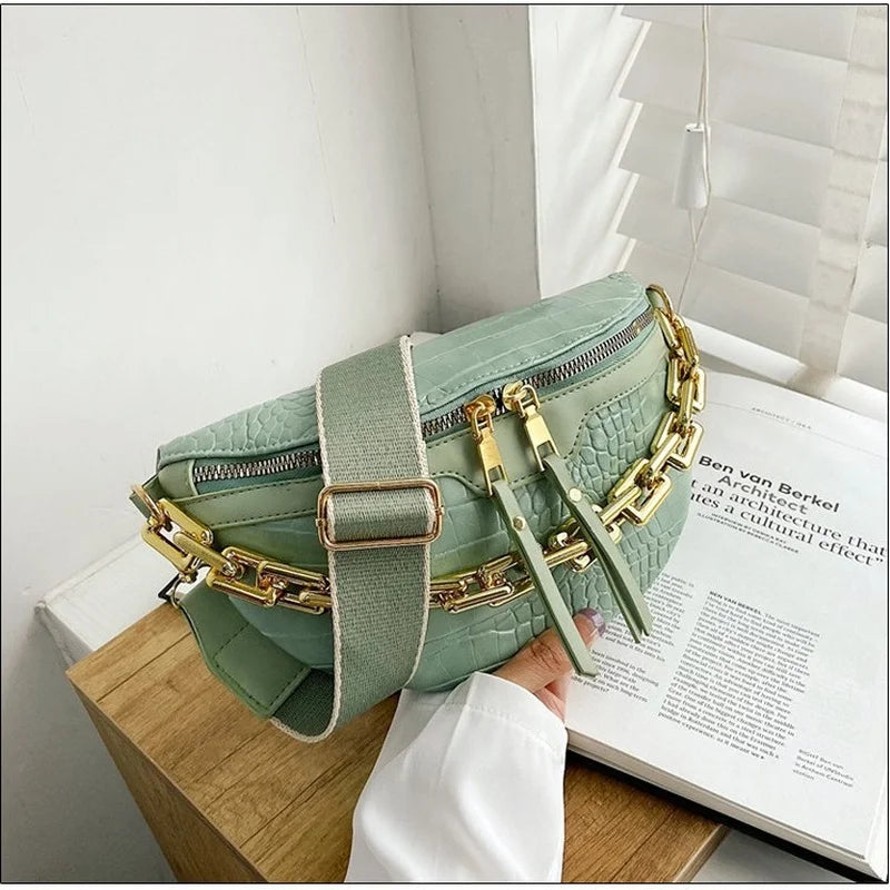 Vintage Stone Pattern PU Leather Waist Bags For Women
