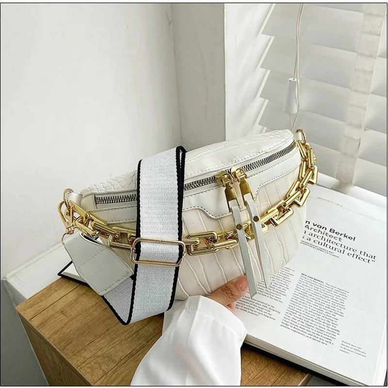 Vintage Stone Pattern PU Leather Waist Bags For Women