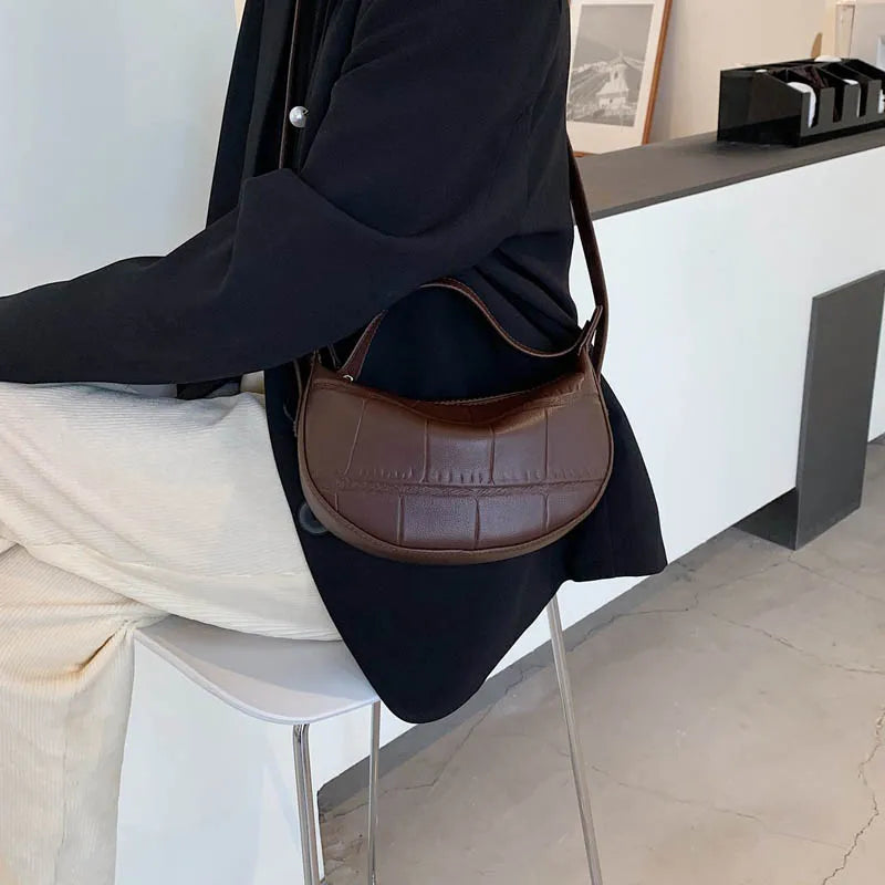 Vintage Stone Pattern PU Leather Crossbody Bag for Women
