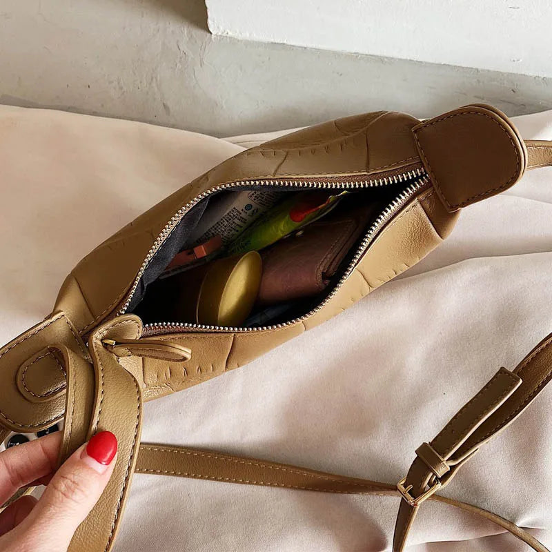 Vintage Stone Pattern PU Leather Crossbody Bag for Women