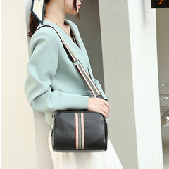 Vintage Stripe Small Square Bag Female PU Leather Shoulder Crossbody Bags