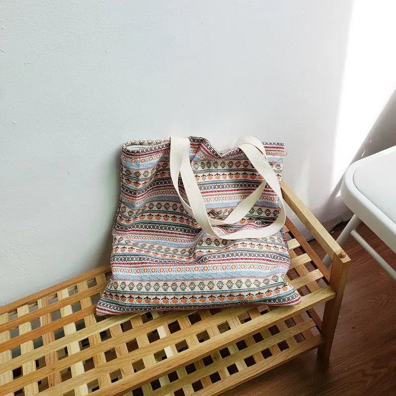Vintage Striped Shoulder Bags Women Bohemian Style Underarm All-match