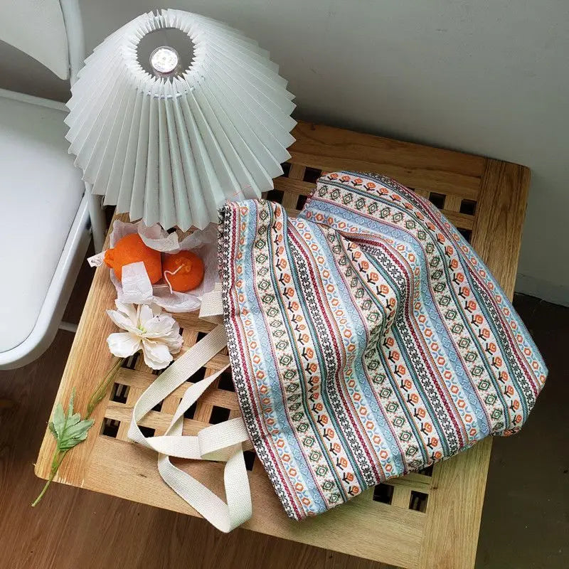 Vintage Striped Shoulder Bags Women Bohemian Style Underarm All-match