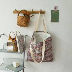 Vintage Striped Shoulder Bags Women Bohemian Style Underarm All-match