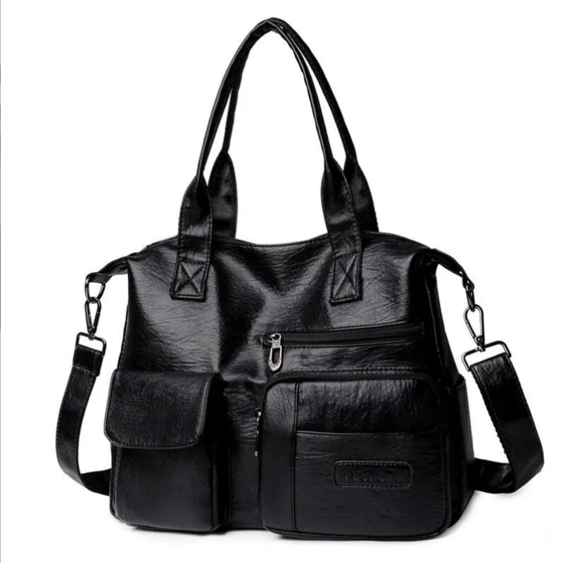 Vintage Style Shoulder Bag for Women PU Leather Big Casual Tote Handbag Women