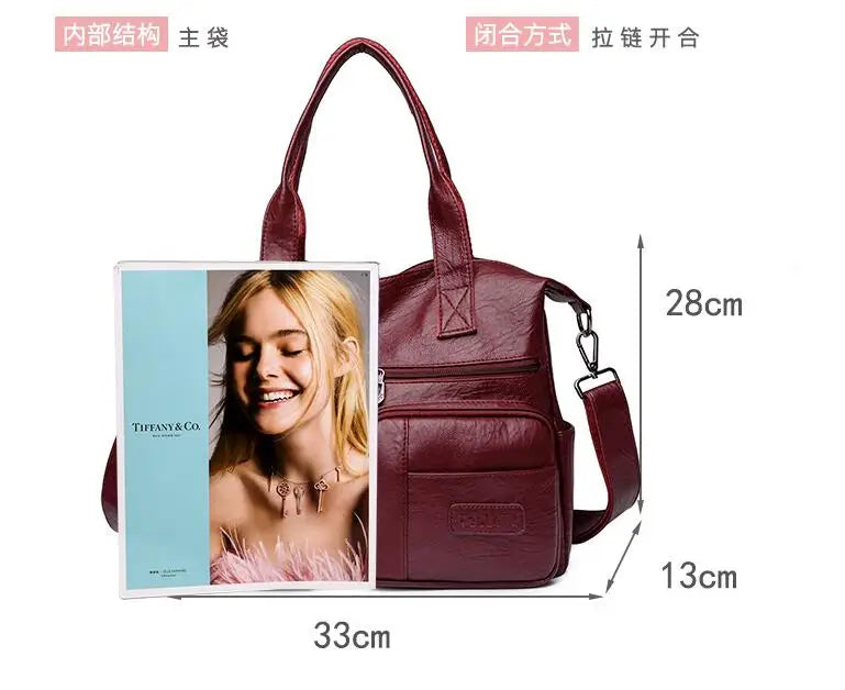 Vintage Style Shoulder Bag for Women PU Leather Big Casual Tote Handbag Women