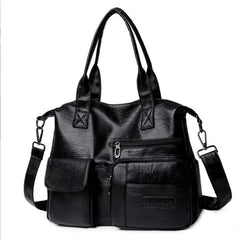 Vintage Style Shoulder Bag for Women PU Leather Big Casual Tote Handbag Women