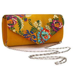 Vintage Suede Clutch Bag Wedding Embroidered Flower Shoulder Bag