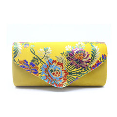 Vintage Suede Clutch Bag Wedding Embroidered Flower Shoulder Bag