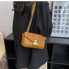Vintage Suede PU Spliced Shoulder Bag Women Crossbody Retro Messenger Bag
