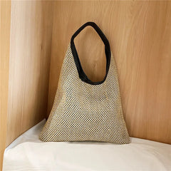 Vintage Straw Beach Bags Woven Bucket Bag Grass Tote Handbags